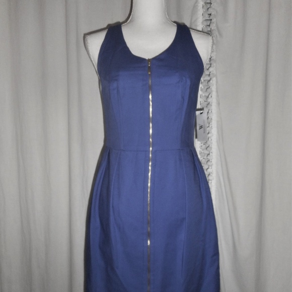 Worthington Blue Zipper Front Sheath Dress NWT 6P - Picture 1 of 8